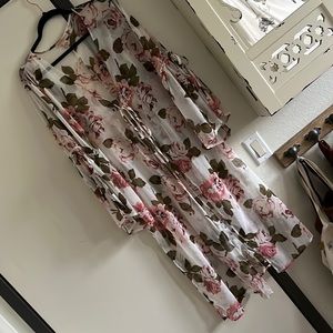 Band Of Gypsies Floral Bell Sleeve Kimono Boho Hippie Jacket Cover Up Size L